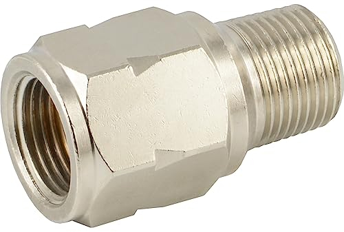 Fittingteile -Mini-Rückschlagventile Messing vernickelt Innen-Außengewinde für Druckluft Wasser uvm.. bis 10 bar (Gewinde: R 1/4 - mit Feder - FKM)