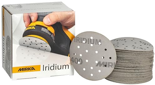 Mirka Schleifpapier Iridium Ø 77 mm Grip 20-Loch Korn 400 50 Stk | Premium-Schleifpapier mit 20 Löchern für Lack Spachtel Holz Stahl Mineralwerkstoffe Kunststoff hohe Schleifleistung