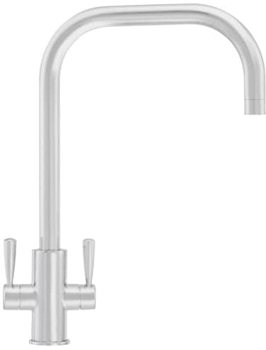 Franke Ascona Swivel U-Spout Mono Mixer Twin Lever Silk Steel Kitchen Tap