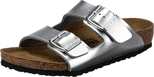 Birkenstock 1019400 Arizona Kids electric metallic silver, Birko Flor Men Silver UK 9