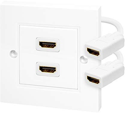 BIGtec Prise murale HDMI - 2 prises - Prise murale - Prise encastrable - 2 prises A - 2 prises femelle A - 15 cm - HDMI haute vitesse avec Ethernet 3D Full HD HDTV 4K 2160p