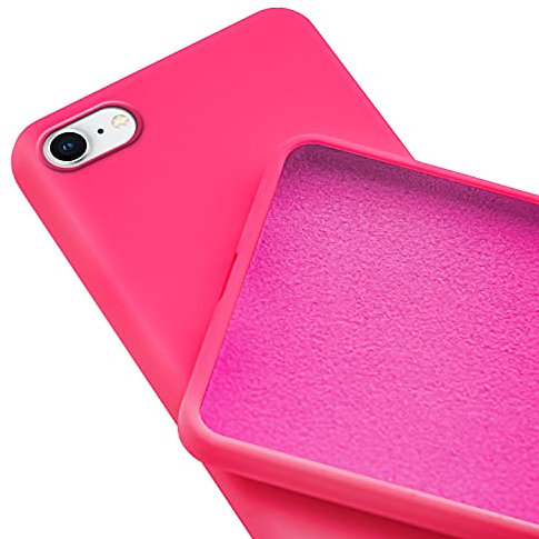 N NEWTOP Custodia Cover Compatibile per iPhone 7/8 / SE 2020 / SE 2022, ORI CASE Guscio TPU Silicone Semi Rigido Colori Microfibra Interna Morbida (Fucsia)