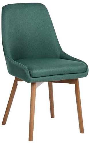 Beliani Esszimmerstuhl Set 2 Stühle Polsterbezug Holzbeine Sitzkissen dunkelgrün Melfort