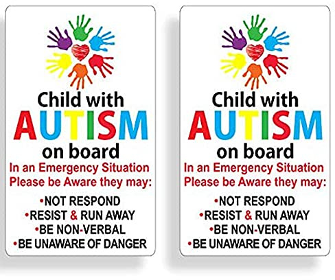 WSQ 2-Pack Child with Autism On Board Autism Awareness Vinyl Sticker Decal - 5x3 Inches - for Car Truck SUV Van Window Bumper Wall Laptop Tablet Cup and Any Smooth Surface