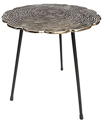 kreatives Wohnen Beistelltisch Metall Dekotisch Hilton ø 35 x H 46 cm rund Aluminium mit Struktur Silber od. Gold, Extra breit