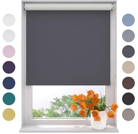 Radeco® Verdunkelungsrollo 140 x 190 cm grau, Größen von 40 bis 240 Breite, ohne Bohren möglich, Rollo wandmontage, Rollo 140 cm breit, Fenster rollos für innen, rollos für Fenster
