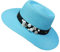 YiyiLai Panama Femme en Paille Chapeau de Soleil Ruban de Perles Plage Mariage Voyage Léger Bleu