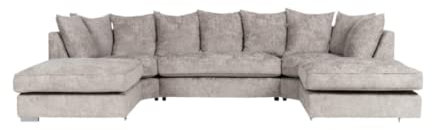 Alaska Truffle L or U Shaped Corner Sofa | Large Footstools | Warranty Included | Chenille Fabric | L Shape U Shape (Scatterback), Grey