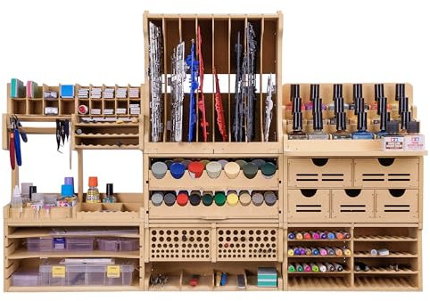Bucasso Estante de madera para organizar herramientas de modelismo,para almacenar materiales de artesanía, apto para herramientas de modelismo Tamiya Gundam, GK10