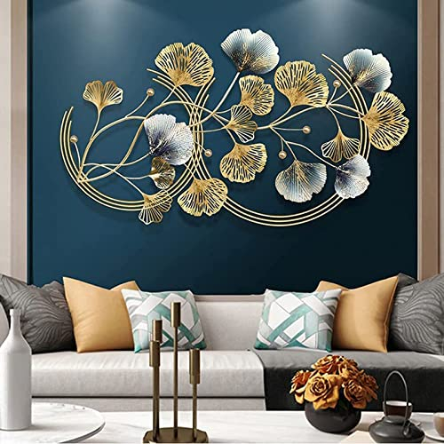 fikujap 3D Modern Stil Wanddeko Metall, Kreative Handgemachte Ginkgo Leaf Wanddekoration, Wanddekoration Aus Metall Für Wohnzimmer Schlafzimmer Büro, Golden