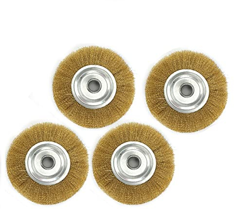 4 Pack Brass Steel Wheel Wire Brush, 100mm Rotary Cleaning Wire Brush for Drill, Polishing Tool for Removal of Rust/Corrosion/Paint