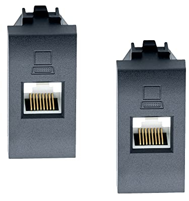 Bratek 2 enchufes RJ45 CAT5E compatibles con Bticino Living Negro, frutas eléctricas, ideales para placas Bticino Living International