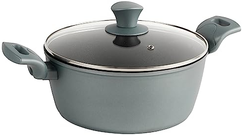 Progress BW09802GWK Shimmer Collection Stockpot with Lid, 7 X Tougher Non-Stick Coating, Metal Utensil & Dishwasher Safe, Suitable for Induction Hobs, Forged Aluminium, Soft-Touch Handles, 24 cm