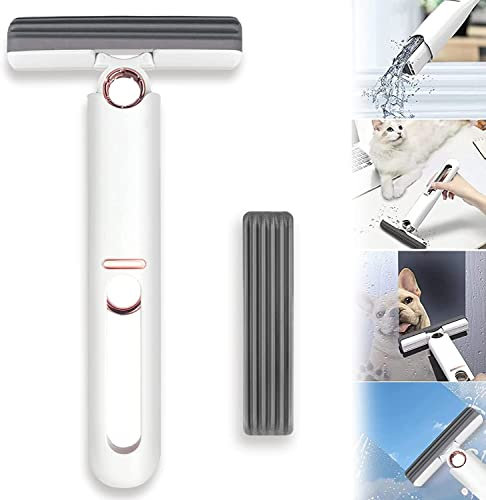 Mini Mop for Small Spaces - Portable Self-Squeeze Mini Mop - Strong Absorbent Cleaning - Ideal for Bathrooms, Kitchens, Floors and More! (1 White Cotton Head + 1 Squeeze Handle)