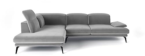 Siblo Ecksofa Deli Plus Kollektion - Große Couch L Form 5 Personen für Wohnzimmer - Elegante Polstersofa - L-Sofa Eckcouch - Sofa 5-Sitzer - 293x197x83 cm - Grau - Linke Ecke