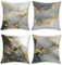 Bonhause 4er Set Kissenbezüge Grau Marmor 50 x 50 cm Doppelseitig Schwarz Gold Abstrakt Kunst Moderne Samt Soft Dekorative Kissenhülle Zierkissenbezüge für Sofa Wohnzimmer Zuhause Dekoration