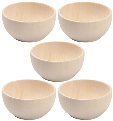 NOLITOY Spielzeug Unvollendete Holzschale 5 Stück Unbemalte Leere Mini-Holzschalen Tischdekoration Für Diy-Malerei Graffiti-Zeichnung Basteln Korbfüller Füllmaterial Puppenzubehör