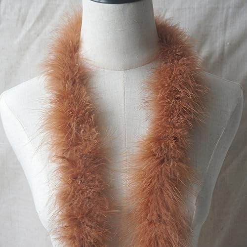 Wambere 2 m Länge Federboa Truthahnhaarstreifen,Federstola Federschal Kostüm Karneval Feder Boas Zubehör,Für DIY Handgefertigt Bekleidungszubehör Maskeradekleider Abschlussballpartys,Braun