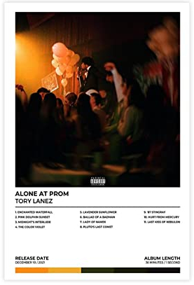 Tory Lanez Poster Alone at Prom Album Cover Poster 5 Leinwand Poster Wandkunst Dekor Druck Bild Gemälde für Wohnzimmer Schlafzimmer Dekoration 30 x 45 cm