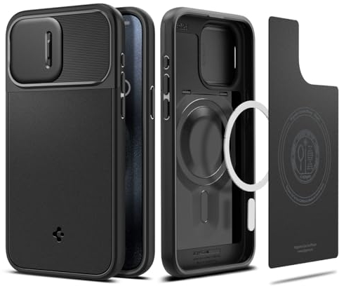 Spigen Optik Armor MagFit Case for iPhone 15 Pro, Compatible with MagSafe Accessories - Black