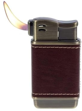 Retro-Feuerzeug, Pfeifenfeuerzeug mit Metallzünder, Butan-Gas-Feuerzeug, nachfüllbares Butan-Feuerzeug mit weicher Flamme aus echtem Leder, Winddichte Geschenkbox for Herren – gasfrei