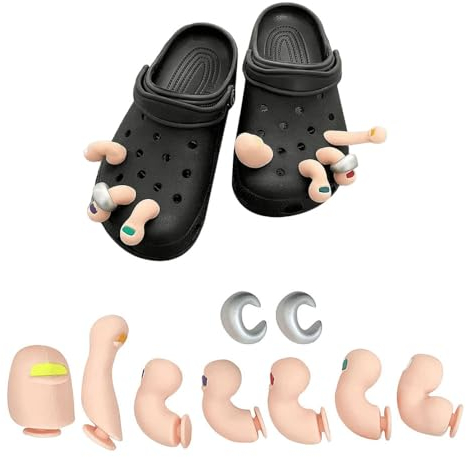 Finyoffiy Charms Schuhe Lustige Zehen Schuh Charms Set,Funny Toe Shoe Charms Set Halloween Fake Toe Clog Schuhe Charms für Frauen und Mädchen, Halloween (7 Stück)