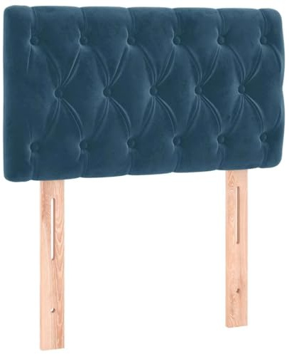 vidaXL Kopfteil, Bettkopfteil mit Holzbeinen, Höhenverstellbar Polsterkopfteil für Bett, Betthaupt Bettzubehör Schlafzimmer, Dunkelblau 80x7x78/88cm Samt