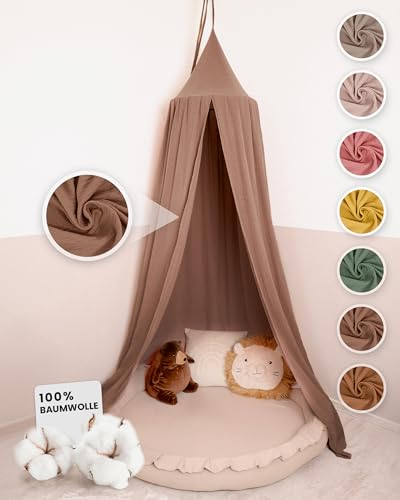 lilimaus Baldachin Kinderzimmer [in 12 Farben] - Betthimmel aus 100% Baumwolle Musselin Handmade für Mädchen & Jungen - Babybett Himmel als Babyzimmer Deko - Vorhang für Kinderbett, Kuschelecke