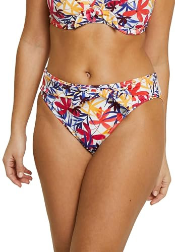 SANS COMPLEXE Femme Island Dream Maillot De Bain, Culotte Taille Médium, Florale Blanc, 50-52 EU