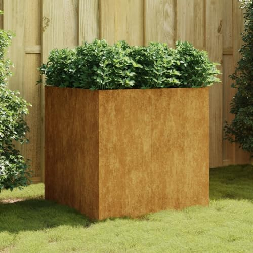 FIRBNUS Jardinière Extérieure 80x80x80 cm Rouillé Acier Corten Résistant aux Intempéries Pot de Jardin Cadre Robuste Mobilier de Patio Cultiver Plantes Fleurs Légumes Décorer Balcon Cour