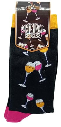 MP CREATIVE Chaussettes Homme Femme Cadeau Fou Différents Motifs Chaussettes Coton Taille Unique, Vin., Taglia unica Tall