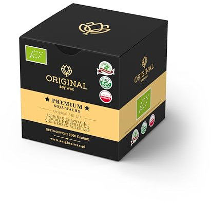 Original Soy Wax 1 kg Eco Kerzen Wachs aus Soja Vegan Premium Bio Kerzenwachs 100% Natürlich Sojawachs für Kerzen - Kerzenwachs zum Gießen - Wachsplättchen - Candle Wax
