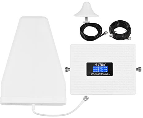 Signalverstärker-Kit,Signal Booster Kit Telefon Signalverstärker Handy Signal Booster Mobile Signal Repeater Tri Band Signal Booster Repeater mit logarithmischer Periodenantenne Omnidirektionale