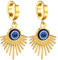 Flongo Ohrringe Damen Türkisches Auge: evil eye gold Hoop baumelnd Huggie Creolen groß Statement Ohrstecker Quasten charm chunky böser blick Edelstahl vergoldet goldene Earrings Glücksamulett Frauen