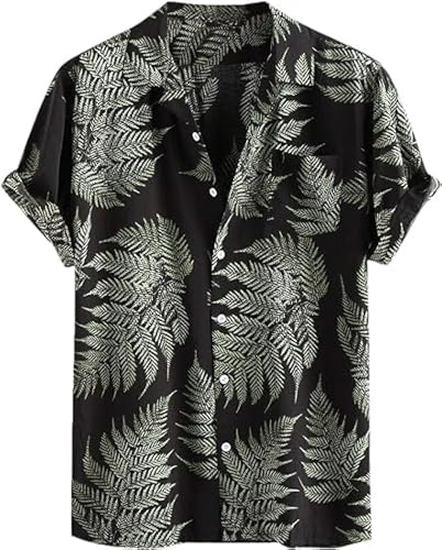Runcati Herren Hawaiihemd Kurzarm Hemd Funky Sommerhemd Casual Strandhemd Button Down Freizeithemden Hawaii Urlaub Shirt