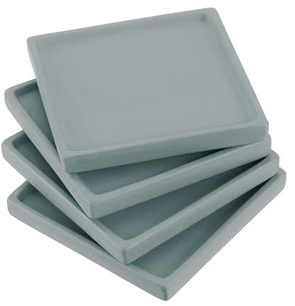 PATIKIL 5 Inch Plant Pot Saucers, 4 Pack Ceramic Square Plant Saucer Tray Flower Planter Drip Tray for Indoors Outdoors Patio Balcony, Dark Grey