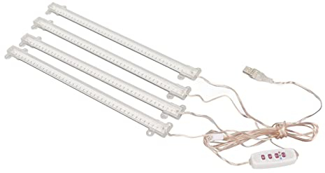 FLEXMAN LED Pflanzenwachstumslampe, 4 Köpfe, USB Stecker, Dimmbar, Timer, Vollspektrum Wachstumslicht für Sukkulenten, Topfpflanzen, Gewächshaus Hydrokulturen Im Innenbereich (Red+Blue)