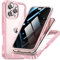OMGZONE Privacy Case for iPhone 16 Pro Max,Shockproof Bumper Cover built-in Privacy Screen Protector and Camera Lens Protector,360 Degree Full Body Case for iPhone 16 Pro Max,Pink