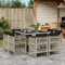 ShGaxin 9-TLG. Garten-Essgruppe mit Kissen Hellgrau Poly Rattan, Esstisch Mit Stühlen Set, Gartenmöbel Sitzgruppe, Balkon Möbel, Gartenlounge Set, Terrassenmöbel, Balkonmöbel Set - 3211019