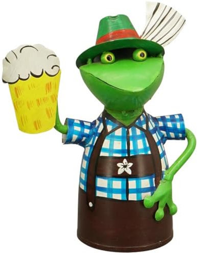 EXNER lustiger Zaunhocker Frosch als Oktoberfestfrosch im Trachtenoutfit und Bierkrug