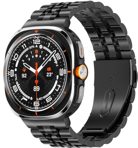 SUNDAREE Compatibile con Cinturino Samsung Galaxy Watch Ultra 47MM,No Gap Uomo Donna Lucente Metallo Acciaio Orologio Cinturini Ricambio Smartwatch Band per Galaxy Watch Ultra SM-L705,Nero