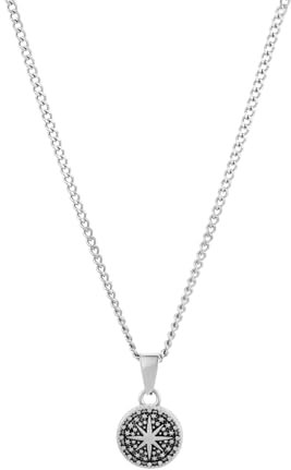 twobrothers Collier pour homme chaîne à maillons en acier inoxydable 316L 0,2 cm de large - Pendentif rose des vents, argenté, 55cm, Acier inoxydable, Pas de gemme
