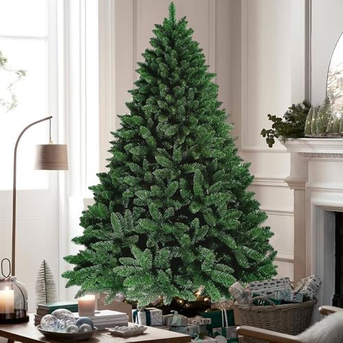 6ft Classic Artificial Christmas Tree, 750 Tips Xmas Realistic Pine Tree with Solid Metal Stand for Christmas Indoor and Outdoor Holiday Decoration