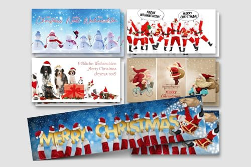 Edition Colibri 10 lustige Weihnachtskarten im Set mit Umschlag: DIN Lang (42 x 10,5 cm), Weihnachtsbillet, Weihnachten, christmas cards (11146-11159)