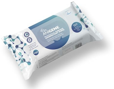 ANIGENE Professional Surface Disinfectant Wipes (96 Antibacterial Wipes) – Gets To Work In 60 Seconds - Kills Bacteria, Viruses, Yeast & Fungi - Biodegradable Wipes - Alcohol Free