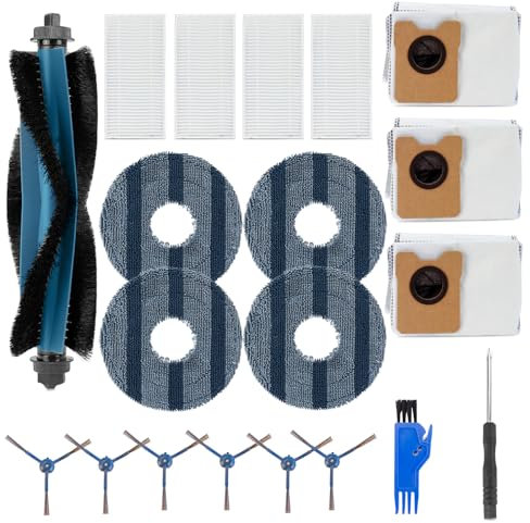 Chuancheng 20PCS Replacement Kits for Eufy omni C20 Vacuum Cleaner, 1 Main Brush, 4 HEPA Filters, 6 Side Brushes, 4 Mop Cloth Pads, 3 Dust Bags, 1 Cleaning Tool, 1 Screwdrivers