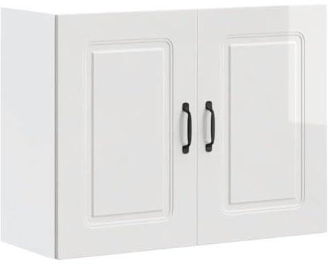 Armoire murale de cuisine Kalmar blanc brillant bois ingénierie