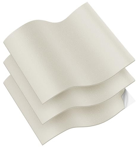 Vicloon Kunstleder selbstklebend,3 Stück Leder Reparatur Patch 32X22cm,Verschleißfest und kratzfest Leder Patch für couch Autositz Sofa Möbel Leder Reparatur, Leder Renovierung(Beige)