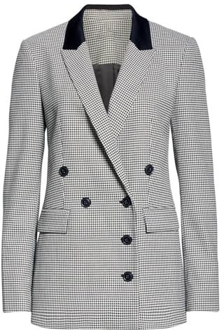 Ulnomio Femme Veste de Costume Pied-de-Poule Double Boutonnage Boutons Peak Lapel Blazer Daily