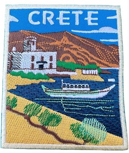 Crete Patch (3.5 Inch) Embroidered Iron-on/Sew-on Badge Greek Island Travel Greece Vacation Europe Emblem DIY Backpack, Jacket, Bag, Gift Patches